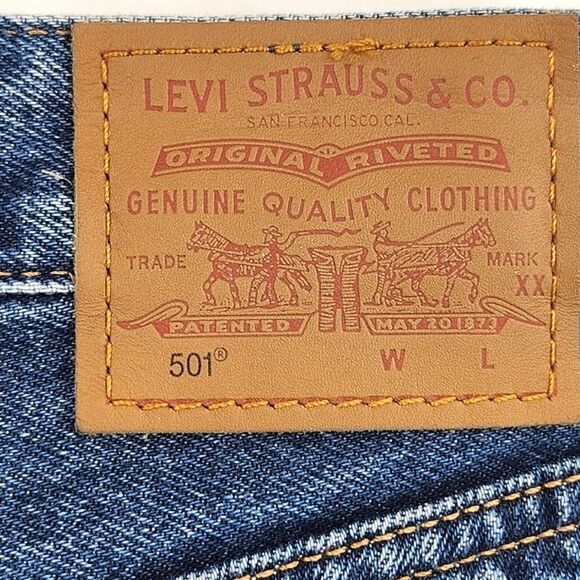 Levis 501 Jeans Womens Size 29x32 Blue Straight Leg Button Fly Rodeo Western - Picture 4 of 11